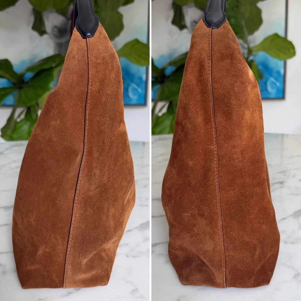 NWT Madewell The Mylie Shoulder Bag in Italian Suede Russet Multi Whiskey Brown - Picture 4 of 14